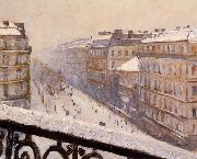 Gustave Caillebotte Boulevard Haussmann, effet de neige oil painting
